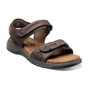 Regan Open Toe Sandal 7441 Nunn Bush Regan Sandal Mens leather canvas memory foam rubber bottom