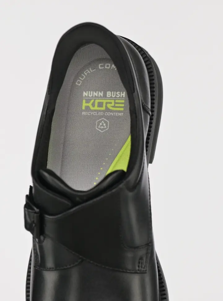 Gif features the Nunn Bush EZ on heel on the KORE Icon EZ Single Monk Strap. 