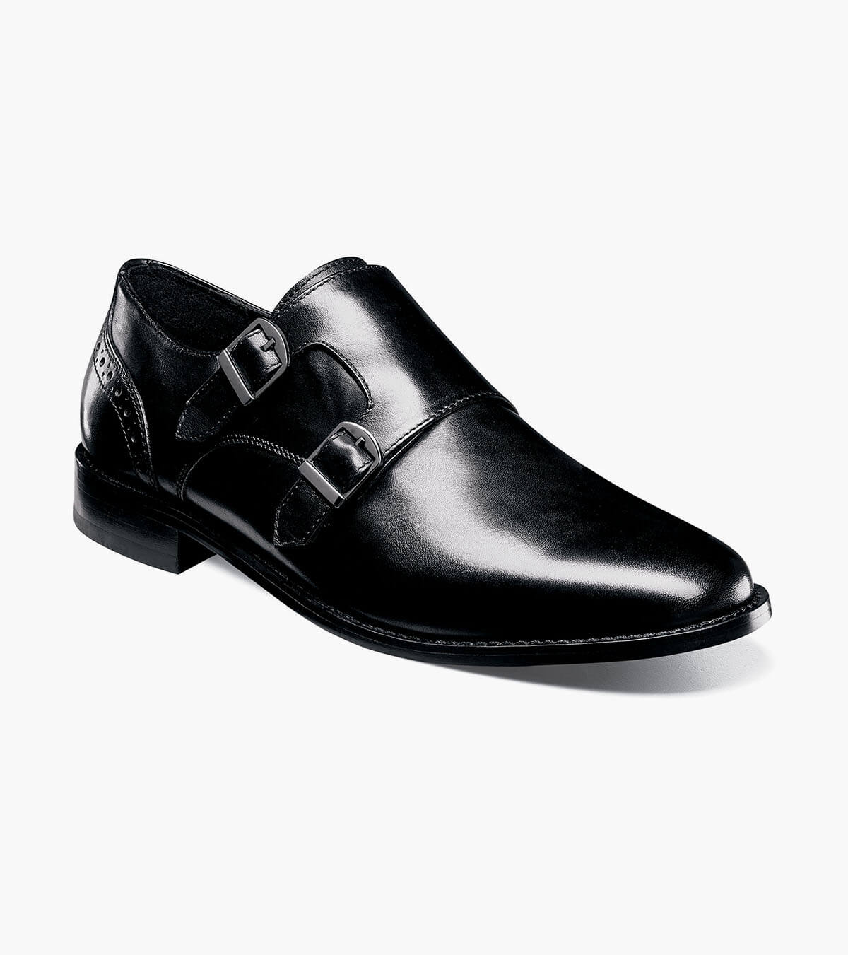 black double monk strap