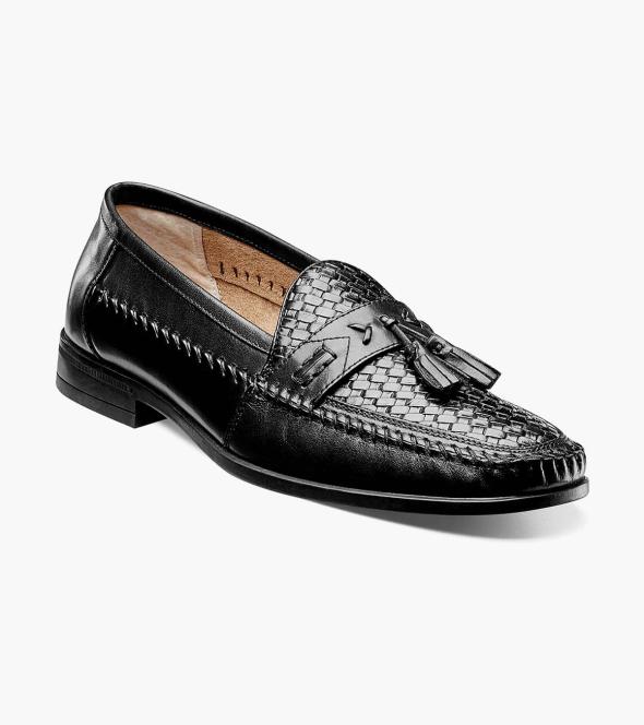 Men's Dress Shoes | Black Woven Tassel Loafer | Nunn Bush Strafford