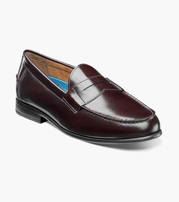 Men's Dress Shoes | Burgundy Moc Toe Penny Loafer | Nunn Bush Drexel