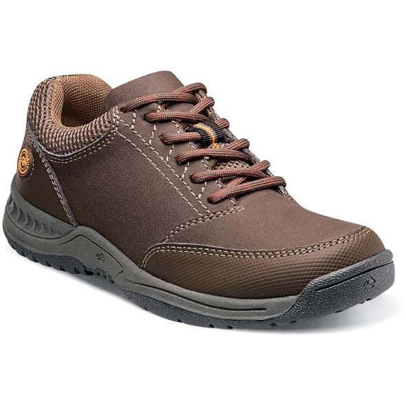 The Drumlin Jr. is a moc toe oxford. The upper is man-made and mesh. This shoe has a hook-and-loop closure for comfortable fit. The linings are breathable mesh. Our Dual Comfort technology is a unique combination of two foam compounds that you have to feel for yourself to believe. The top most layer is created from memory foam, which forms to your foot for instant comfort. The bottom layer is created from an open cell foam that absorbs the pressure of each step and provides all-day comfort. The sole is non-marking, slip-resistant rubber. This is a child's size shoe, not an adult style