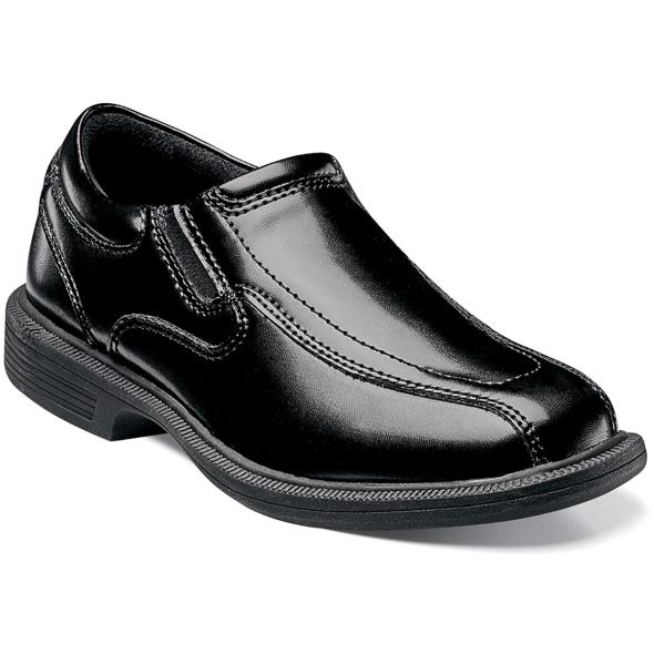The Bleeker St. Jr. is a bicycle toe slip on. This shoe has a smooth man-made upper. The linings are breathable fabric. Our Dual Comfort technology is a unique combination of two foam compounds that you have to feel for yourself to believe. The top most layer is created from memory foam, which forms to your foot for instant comfort. The bottom layer is created from an open cell foam that absorbs the pressure of each step and provides all-day comfort. Our KORE dual density outsole is biomechanically designed for walking. The midsole is created from a lightweight walkable EVA and provides athletic inspired comfort and shock absorption. The outsole is created from a slip-resistant rubber compound that adds traction and durability. Combined with an aggressive rolling impact zone of the heel, these shoes are made for walking. The sole is non-marking, slip-resistant rubber. This is a child's size shoe, not an adult style