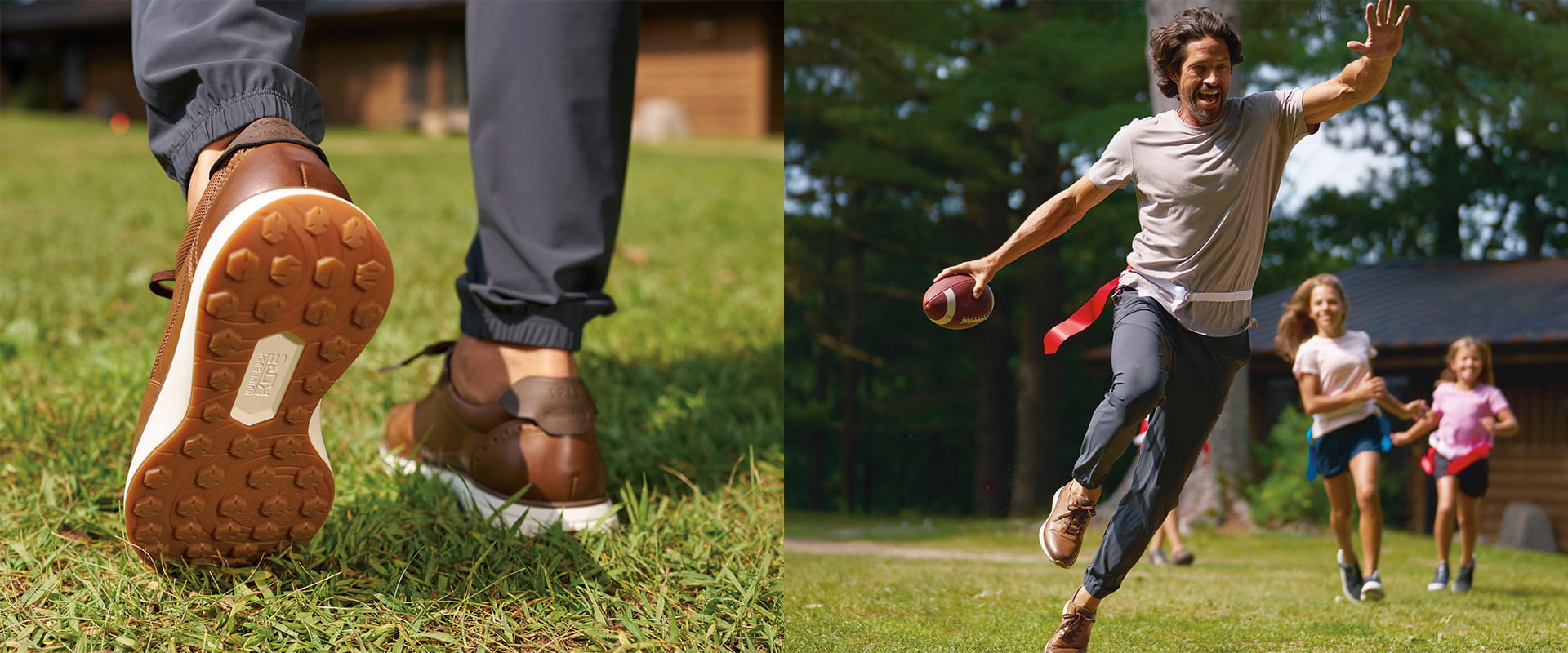 Shop our new arrivals featuring a man playing flag football with his kids. 