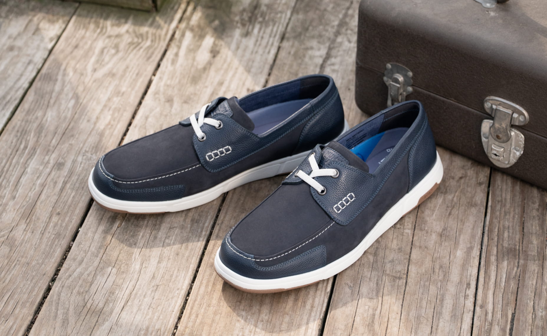 Shop Nunn Bush casuals featuring the Luca boat shoe in navy.