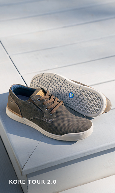KORE Collection category. The image features the KORE Tour 2.0 Plain Toe Oxford in Gray.