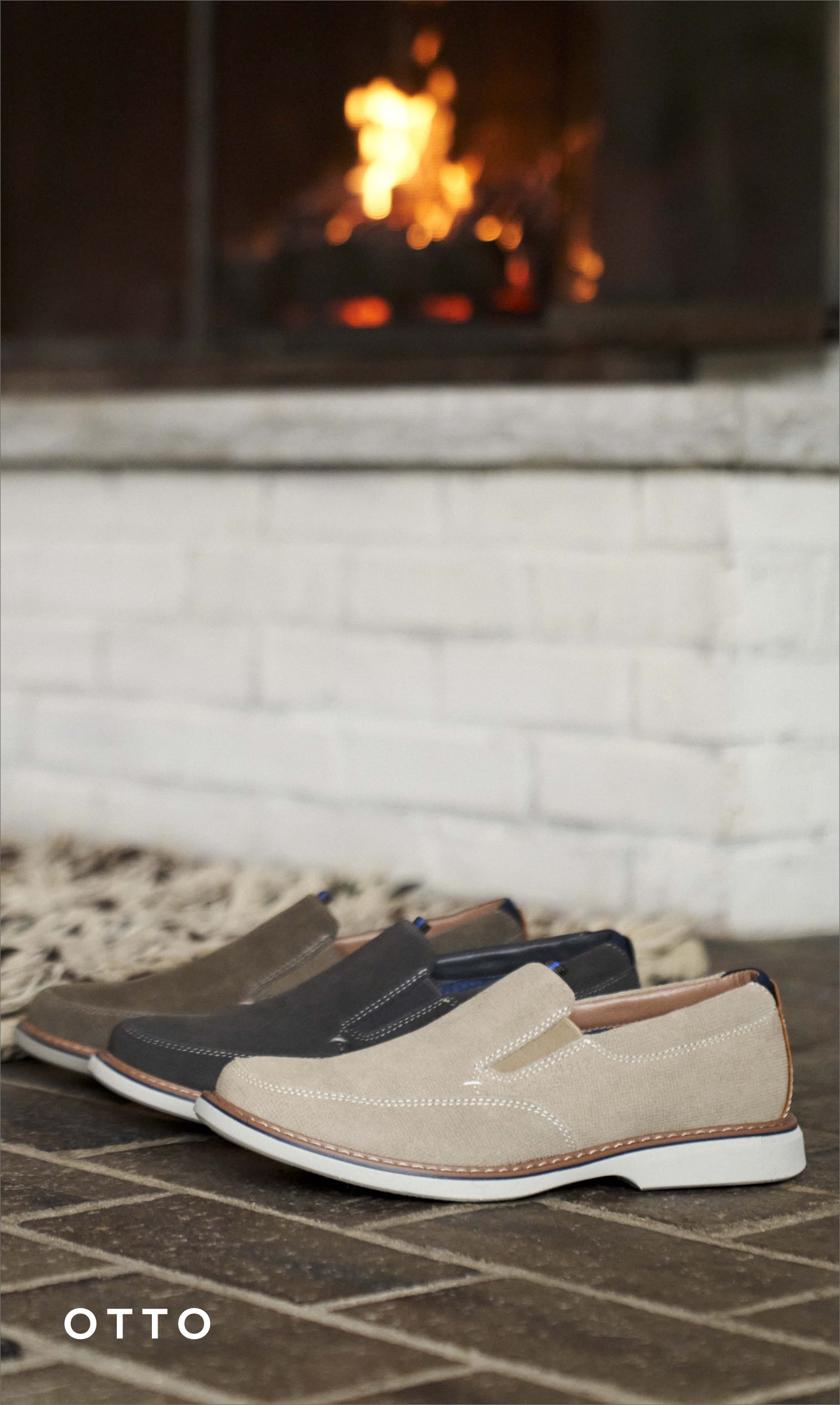 Men's Casual Shoes category. Image features the Otto Slip On in a variety of colors. 