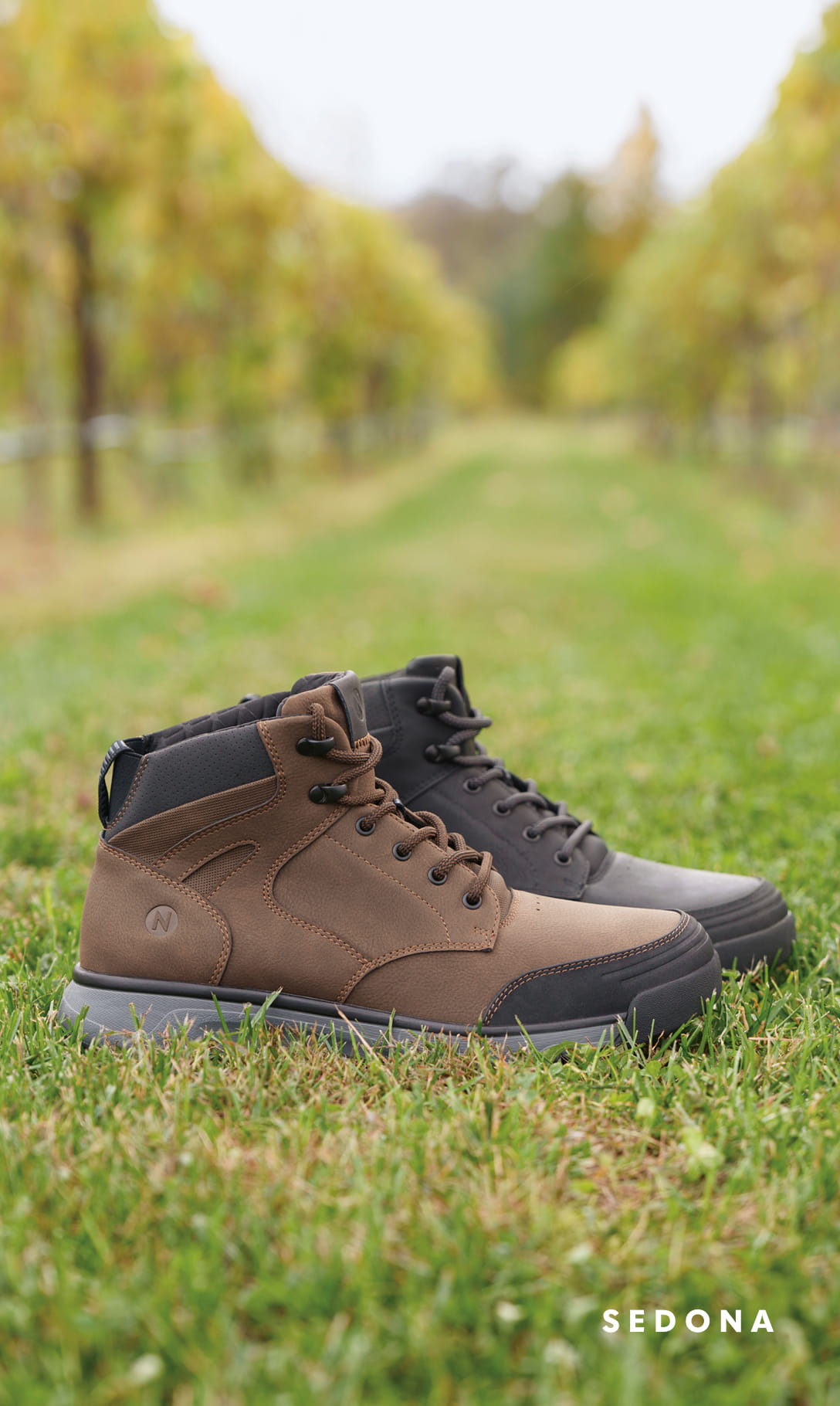 Men's Boots category. Image features the Sedona boot in the grass.