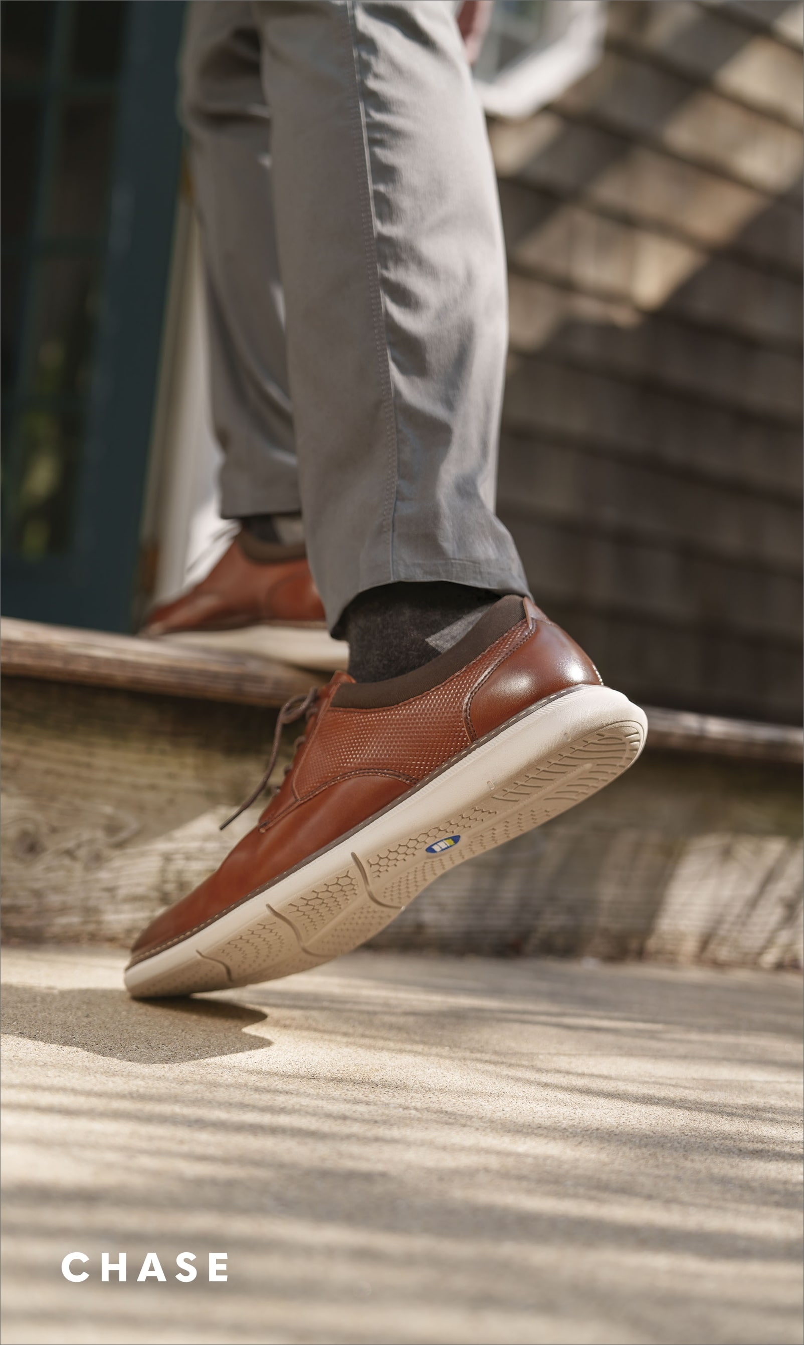 Chase Collection Image features the Chase oxford in cognac. 