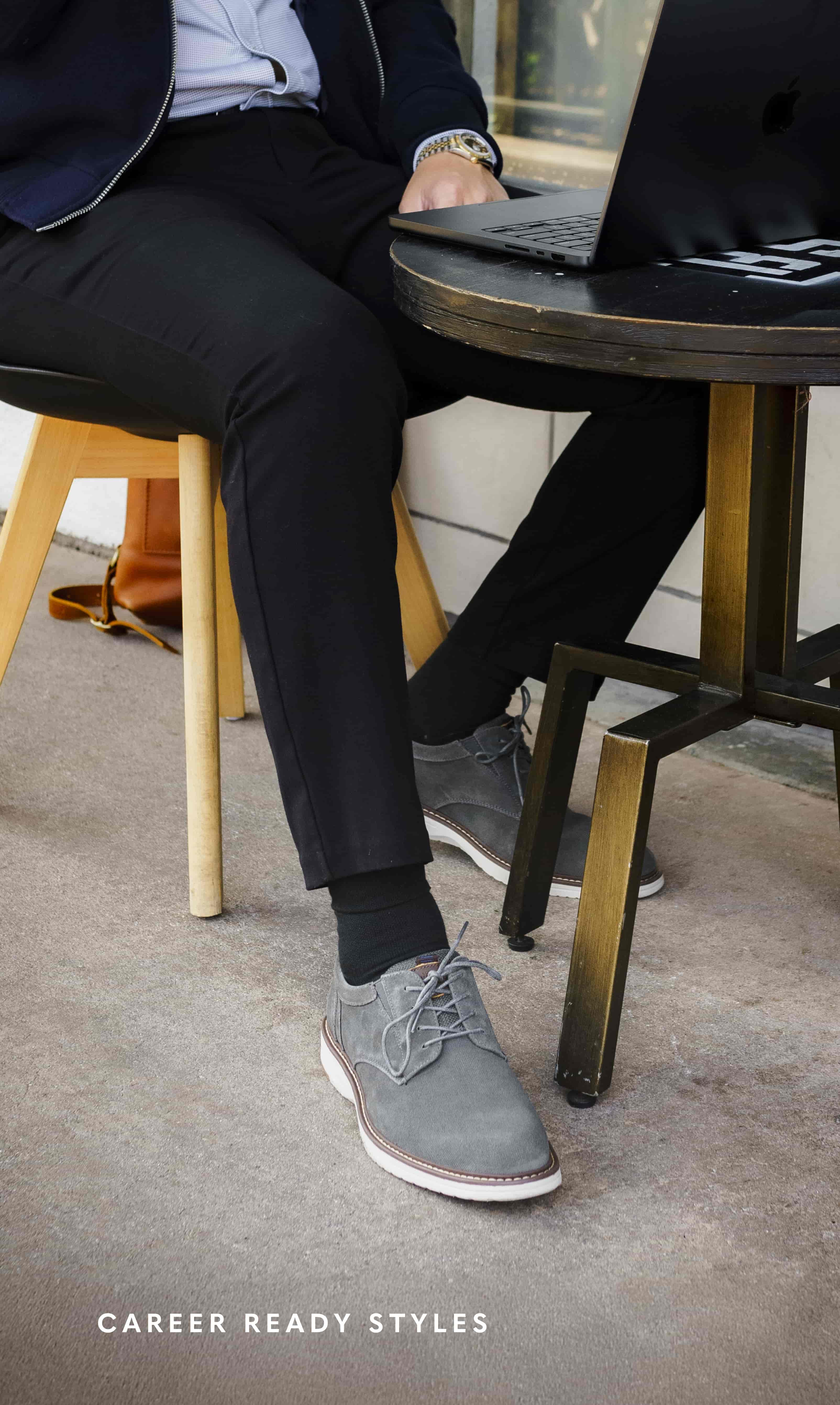 Career Ready Styles Image features the Griff Suede ox in gray.