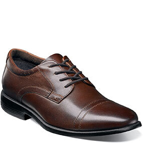 The featured product is the Dixon Cap Toe Oxford in Brown.
