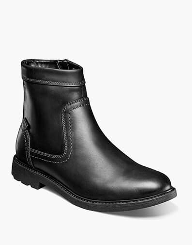 1912 Waterproof Plain Toe Side Zip Boot in Black Waxy for $115.00