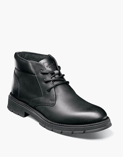 Briggs Plain Toe Chukka Boot in Black Waxy for $120.00