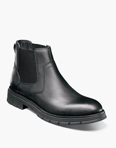 Briggs Plain Toe Chelsea Boot in Black Waxy for $120.00