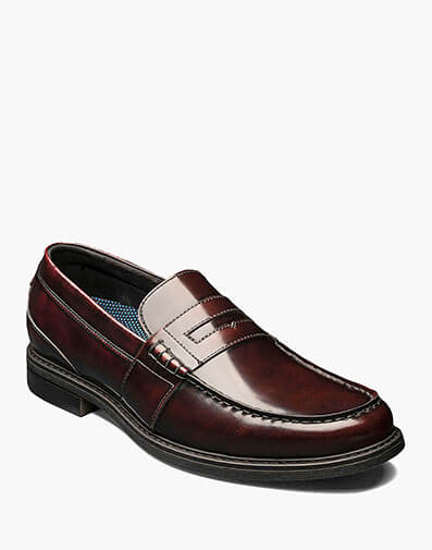 Lincoln Moc Toe Penny Loafer in Burgundy Multi for $69.95